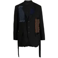 yohji yamamoto blazer à design patchwork - noir