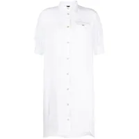fay robe-chemise en lin à manches courtes - blanc