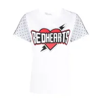 red valentino t-shirt redhearts en coton - blanc
