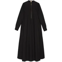 gucci robe longue en coton à carreaux vichy - noir