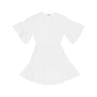 jason wu robe évasée en coton à fronces - blanc
