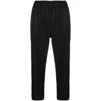 pleats please issey miyake pantalon court à design plissé - noir