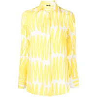 kiton chemise en soie à imprimé zigzag - jaune
