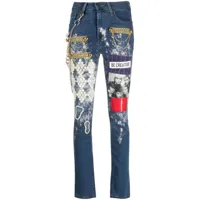 junya watanabe jeans skinny à design patchwork - bleu