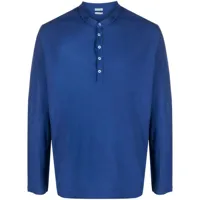 massimo alba chemise en coton henley à manches longues - bleu
