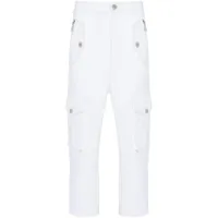 balmain pantalon cargo court à plaque logo - blanc