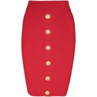 balmain jupe crayon en maille torsadée - rouge