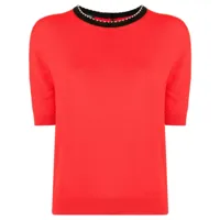 chanel pre-owned t-shirt en cachemire à col bordé (années 1990-2000) - rouge