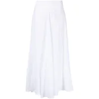 120% lino jupe droite en lin à taille haute - blanc