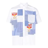 junya watanabe man chemise campbell à design patchwork - blanc