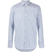 canali chemise en coton à imprimé végétal - bleu