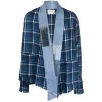 greg lauren veste en coton à design patchwork - bleu
