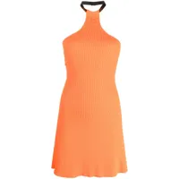 courrèges robe courte nervurée à dos nu - orange