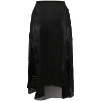 jean paul gaultier pre-owned jupe évasée en soie à transparent appliqué (années 2000) - noir