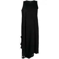 y's robe mi-longue drapée à design asymétrique - noir