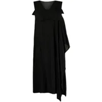 y's robe mi-longue drapée à design asymétrique - noir