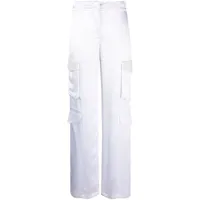 genny pantalon satiné à poches cargo - blanc