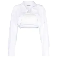 alexander wang chemise crop à design superposé - blanc