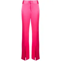 alice + olivia pantalon en satin à détails de fentes - rose