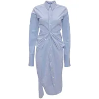 jw anderson robe-chemise superposée à rayures - bleu