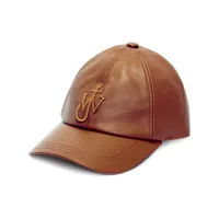 jw anderson casquette en cuir à logo brodé - marron