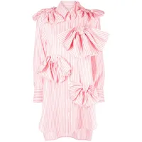 viktor & rolf robe-chemise bow-terfly à rayures - rose