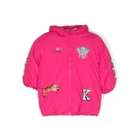 kenzo kids doudoune zippée à logo imprimé - rose