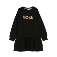 boss kidswear robe-sweat à logo imprimé - noir