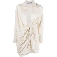 jacquemus robe-chemise la robe bahia à design drapé - tons neutres