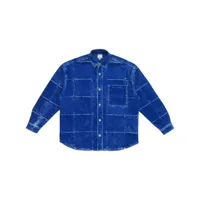 marcelo burlon county of milan chemise en velours à design patchwork - bleu