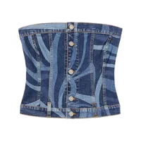 pucci corset en jean à imprimé abstrait - bleu