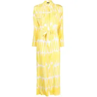 kiton robe longue en soie à imprimé graphique - jaune