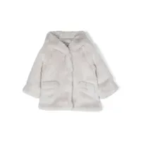 monnalisa manteau en fourrure artificielle à capuche - gris