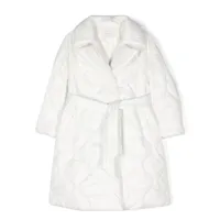 monnalisa manteau matelassé à taille ceinturée - blanc