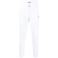 plein sport pantalon de jogging en coton à plaque logo - blanc
