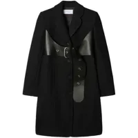off-white manteau boutonné à taille ceinturée - noir