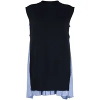 sacai robe courte à design colour block - bleu