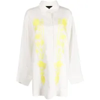 cynthia rowley robe-chemise courte à fleurs brodées - blanc