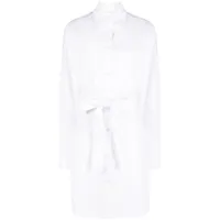 max mara robe-chemise en popeline à taille ceinturée - blanc