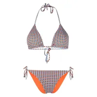 fisico bikini à motif géométrique - orange