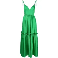 cynthia rowley robe superposée à col v - vert