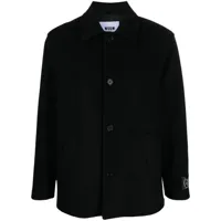 msgm manteau wool coating à patch logo - noir