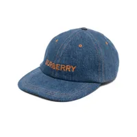burberry casquette en jean à logo brodé - bleu