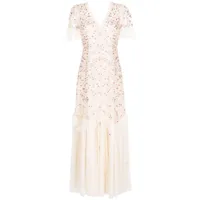 needle & thread robe longue à fleurs brodées - blanc