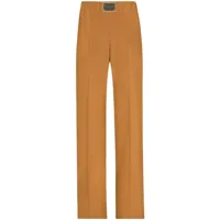 dolce & gabbana pantalon droit à plaque logo - marron