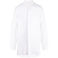forme d'expression chemise en lin à col italien - blanc