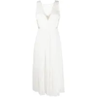 nissa robe mi-longue plissée à ornements en cristal - blanc