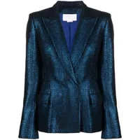 genny blazer métallisé en tweed - bleu