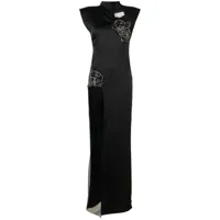 genny robe longue à ornements strassés - noir