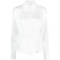 genny chemise en satin à boutonnière - blanc